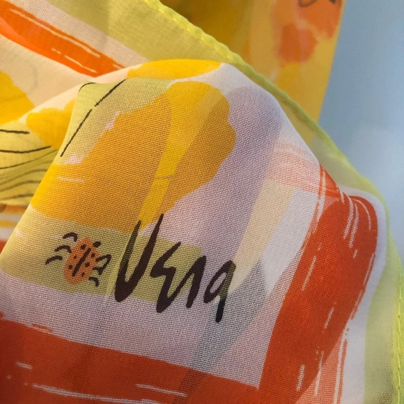 44” Square Large Vera for Target Orange Butterfly Chiffon Scarf - Picture 5 of 7